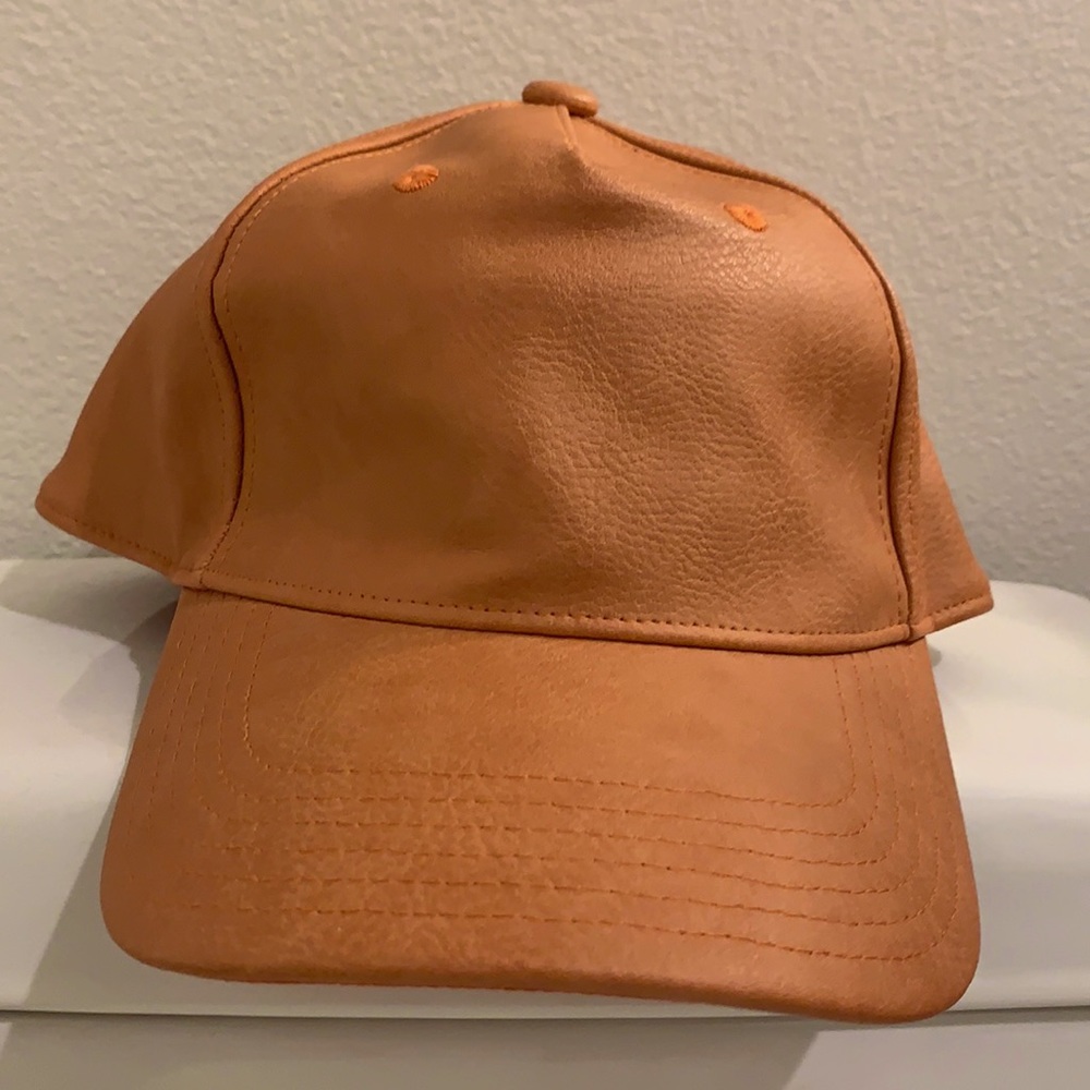 Peach leather cap